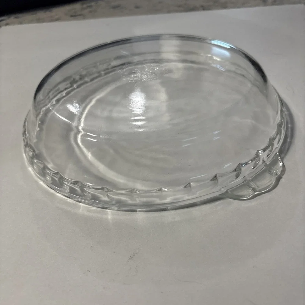Vintage PYREX Pie Plate #229 Clear Crimped Edge W/ Tab Handles 10